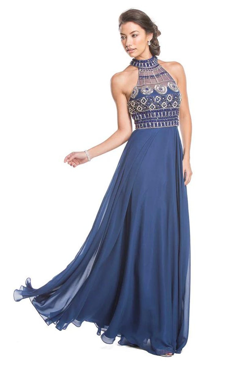 L2263 A line beaded dress