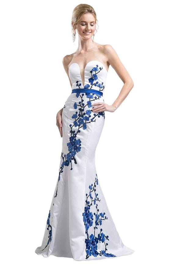blue wedding dresses pictures Sky Blue Rustic Wedding Dress Beach Wedding Gown with Split WD289 US14 / Sky Blue main image 1