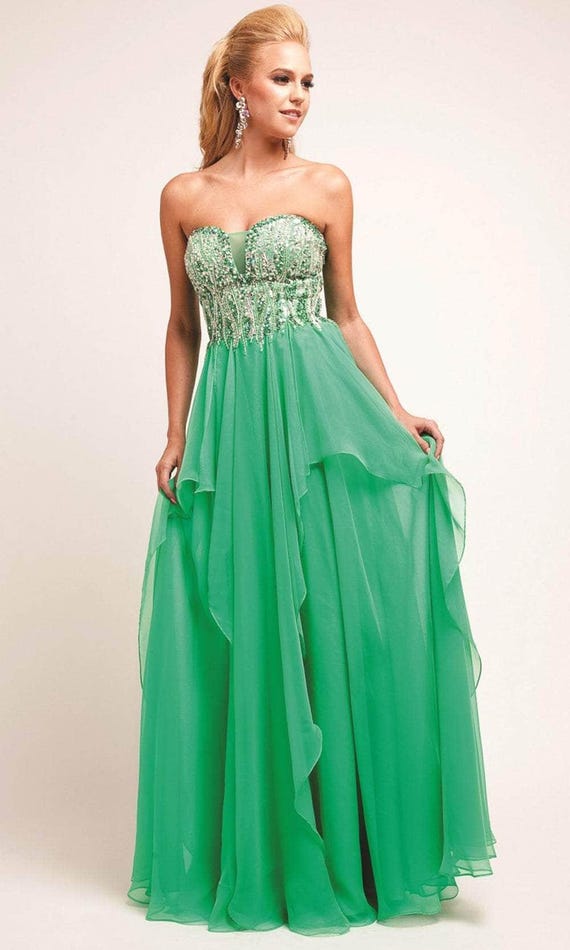 Strapless Beaded Dress With Corset Back and Ruffled Skirt by Ladivine - Etsy