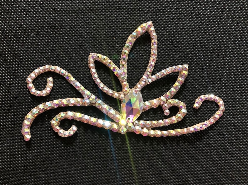 Hairpiece for Ballroom Dance Competition Pretty Lotus Crystal AB Rhinestone Accessory for Latin, Rhythm, Smooth, Ballroom Dancing Crystal AB