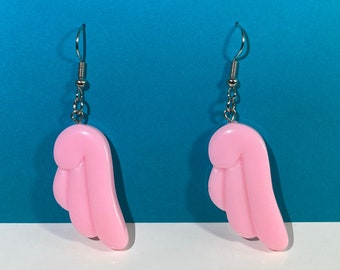 Cute Chunky Pink/Blue Wing Dangle/Drop Earrings (Nickel free)