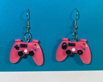 Cute Pink Game Controller Dangle/Drop Earrings (Nickel free)