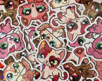 Littlest Pet Shop Holographic 2in Vinyl Sticker Valentines Day Love Hearts Pets