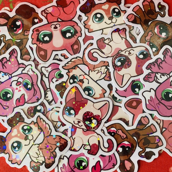 Littlest Pet Shop Holographic 2in Vinyl Sticker Valentines Day Love Hearts Pets