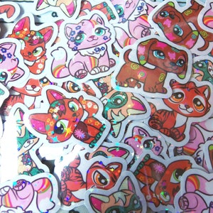 Littlest Pet Shop Adesivo in vinile olografico da 1,5 pollici - Cartolina con animali domestici