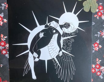 Inverse Monochrome Angel Glossy A4 size Art Print