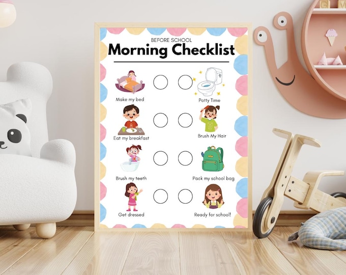 Kids Morning Routine Chart Printable for Toddlers, Daily Visual ...