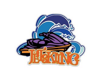 Archivo de corte para descarga digital de título de álbum de recortes Jet Skiing Water Fun .svg .png para máquinas de corte Cricut/Silhouette