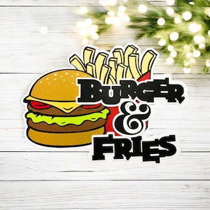Fustellatura per album di ritagli di hamburger e patatine fritte, completamente assemblata da cartoncino di qualità a strati