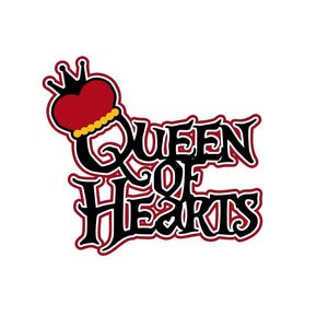 Queen of Hearts png en svg plakboek titel digitale download snijbestand voor Cricut/silhouet snijmachines of sublimatie