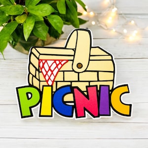 Abbellimento fustellato per album di ritagli da picnic, completamente assemblato da cartoncino di qualità a strati