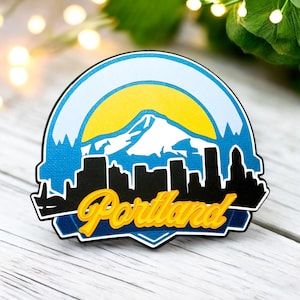 Portland USA Road Trip Die Cut abbellimento - completamente assemblato da carta di qualità a strati