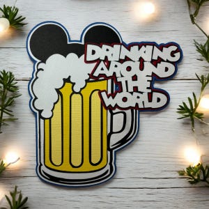 Abbellimento fustellato per album di ritagli Drinking Around the World - completamente assemblato da cartoncino di qualità a strati