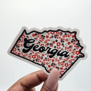 Georgia Floral State Sticker for Water Bottles and Hydroflask. Laptop Decal.