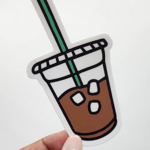 Iced Coffee Sticker for Water Bottles and Hydroflask. Laptop Decal. Minimalist Sticker.