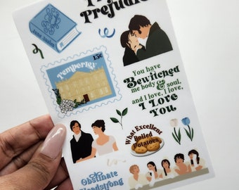 Pride and Prejudice Inspired Sticker Sheet for Water Bottles & Hydroflask. Laptop Decal. Movie Book Stickers. Feminist Stickers.