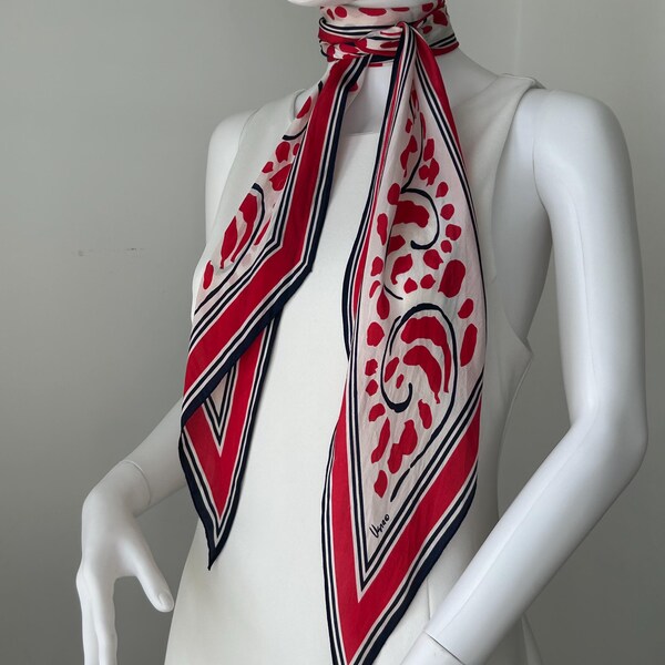 Vintage 1960s 70s FINE SILK Vera Neumann Scarf, Headband 58x6”