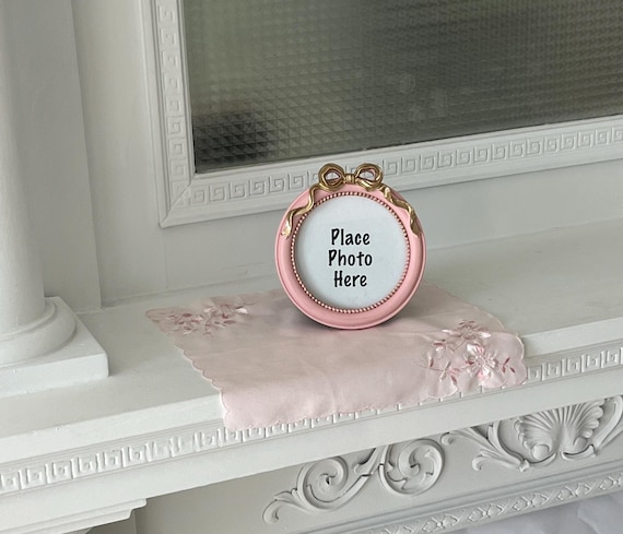 Vintage Set: Hankie Scarf, Pink Picture Frame, Bedroom Decor