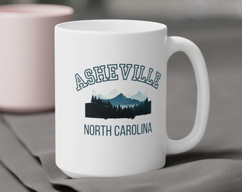 Asheville North Carolina Blue Ridge Mountains Ceramic Mug (11oz\15oz) | Nature-Inspired Blue Ridge Parkway Mug for Asheville Enthusiasts