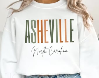 Asheville North Carolina Retro Erdton Rundhals-Sweatshirt | Von der Natur inspirierter Komfort und Stil | Perfektes Geschenk für Outdoor-Enthusiasten