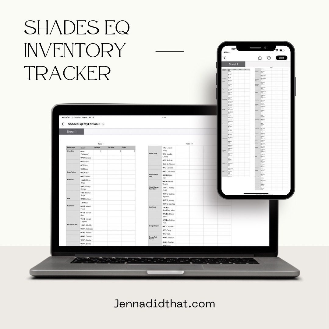 Redken Shades EQ Inventory Chart Customizable and Printable With NEW