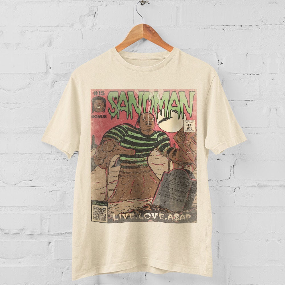 Discover ASAP Rocky Sandman Shirt Vintage Hip Hop 90s Retro Graphic Tee