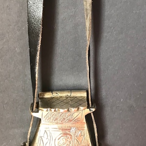 Rare Mid 19th C Large Moroccan Brass and Copper Powder Horn