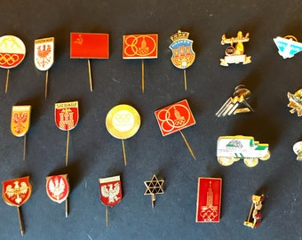 Vintage Selection of Different Pins, Canada, France, Russia, Olympic, Disney, Coat Pin, Hat Pin, Patriotic,     Fastener