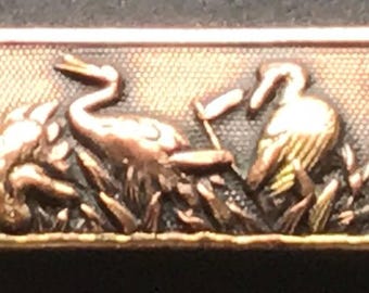 Antique Kozuka: Mixed Metal Cranes, Gold & Brass - Edo Period