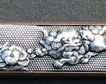 Japanese Antique Vintage Bronze/Silver Samurai "Kozuka", Katana, Tanto, Wakizashi, Tachi Lion Relief
