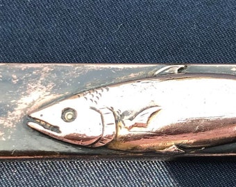 Antique Japanese Kozuka Knife Handle: Gold Copper Tuna Motif