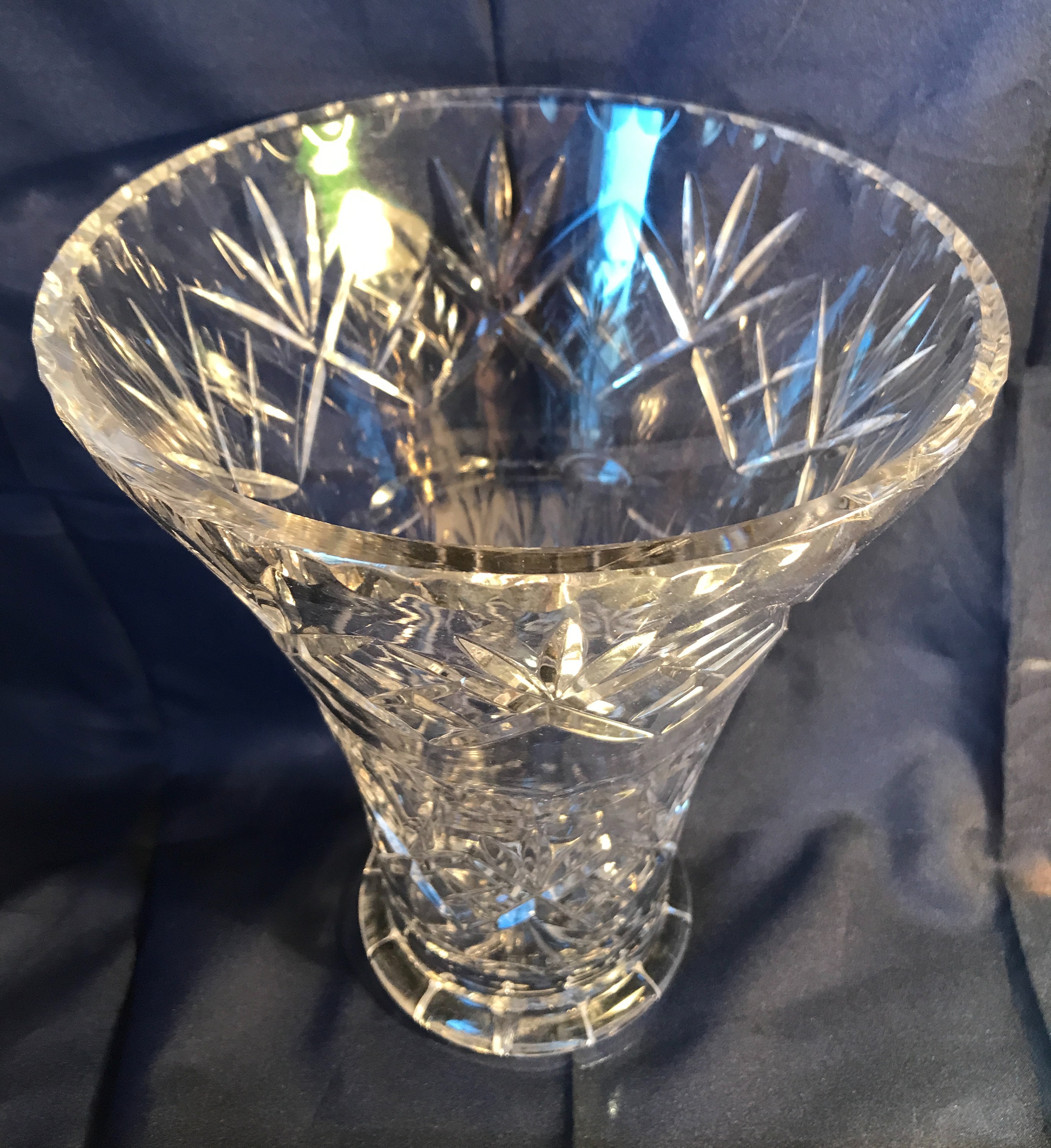 Vintage Large Crystal Flower Vase 21cm H X 16.5 W vase Etsy Australia