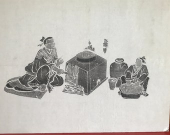 Rare Authentic Rubbing Unframed on Rice Paper/Heavy Board, Daily Life