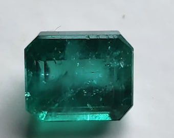 EMERALD, .73 CT Certified Natural Colombian Transparent Medium Slightly Bluish Green, S12 Clarity