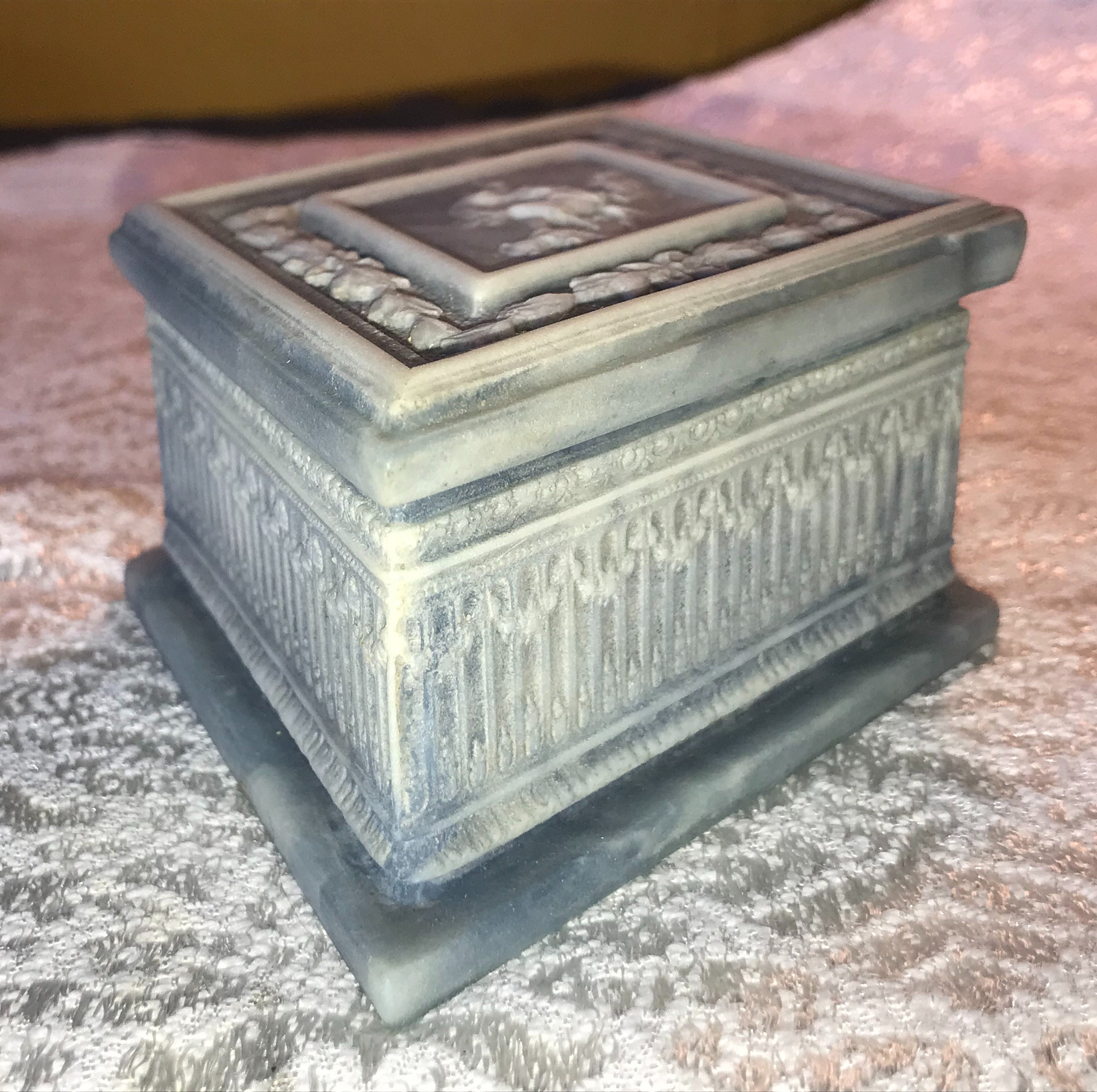 Vintage Incolay Stone Cameo Jewelry Box: USA Made Trinket Box - Etsy