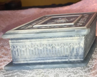 ヴィンテージインコレイストーンカメオジュエリーボックス：アメリカ製