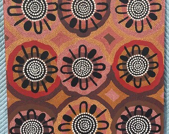 Australian Dot Art Painting on Canvas: Kangaroo Dreaming by Jillian Stockman