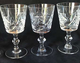 Crystal Wine/Water Glasses - Set of 5 - Elegant Stemware