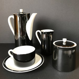 Mikasa Mediterrania Schwarzer Tee/Kaffee Set für eine Sahne & Zucker Mid Centur