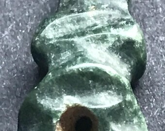 Mottled Green Jade Zoomorphic Pendant: Costa Rican, Amulet
