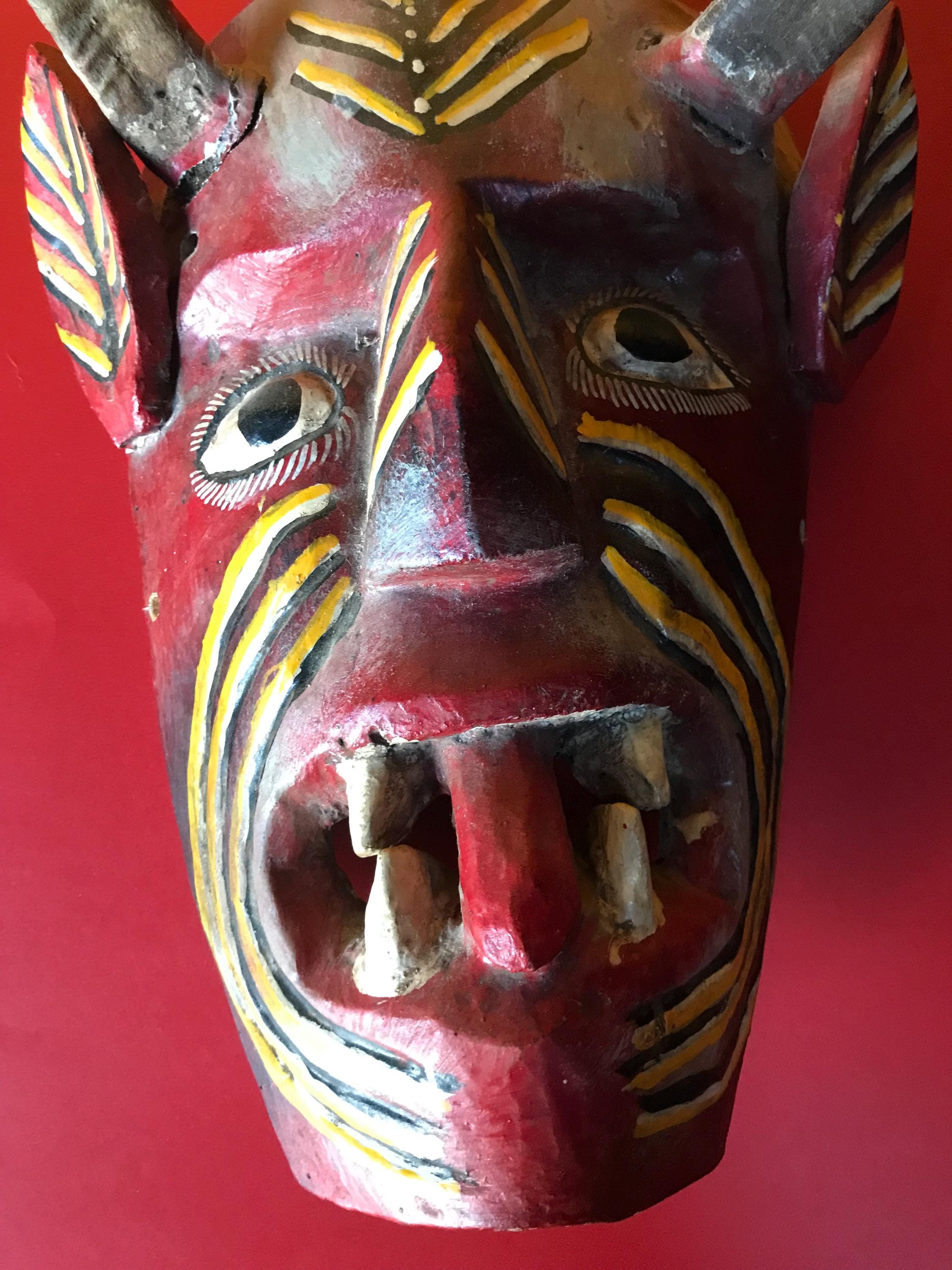 メキシコ 木彫りのマスク　木彫 彫刻 仮面 アート 芸美術 古道具 アンティーク 木彫りマスク（お面）オールド メキシコ MAM-01 | Mask/マスク