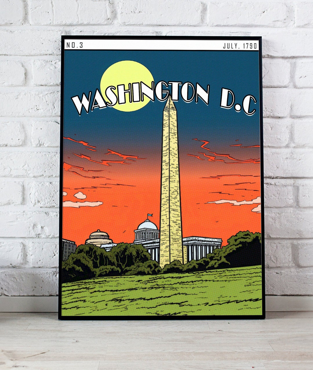 Washington Monument Art, Washington DC Wall Art, Comic Book Poster