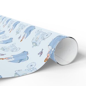 Cinderella Wrapping Paper | Light Blue Princess Gift Wrap | Fairytale Birthday Decor | Disney Princess Party image 3