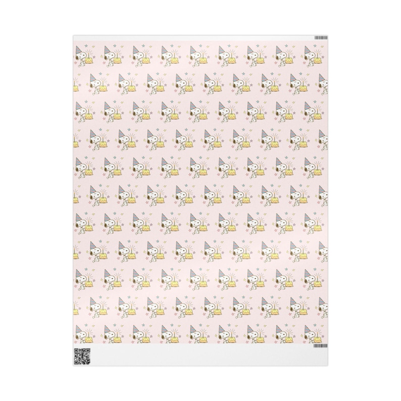 Snoopy Birthday Wrapping Paper | Pink Peanuts Gift Wrap | Cute Cake & Candles Design | Nostalgic Cartoon Party Decor | Charlie Brown Theme image 4