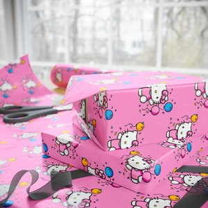 Hello Kitty Geschenkpapier zum Geburtstag | Sanrio-inspirierte Geschenkverpackung | Auffällige Kawaii Party Dekoration