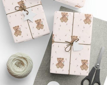 Coquette Bär mit Blumen Geschenkpapier