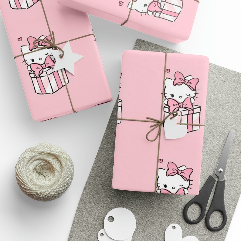 Light Pink Hello Kitty Wrapping Paper Etsy