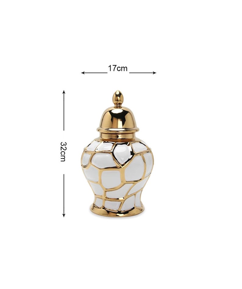 White and Gold Ginger Jar Set Homedecor Ceramic. Etsy