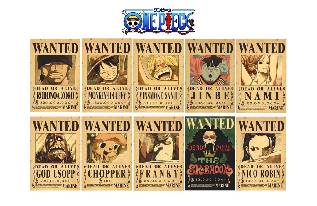 One Piece Bounty Poster All Strawhat Crew Wanted Bounty Poster - Etsy