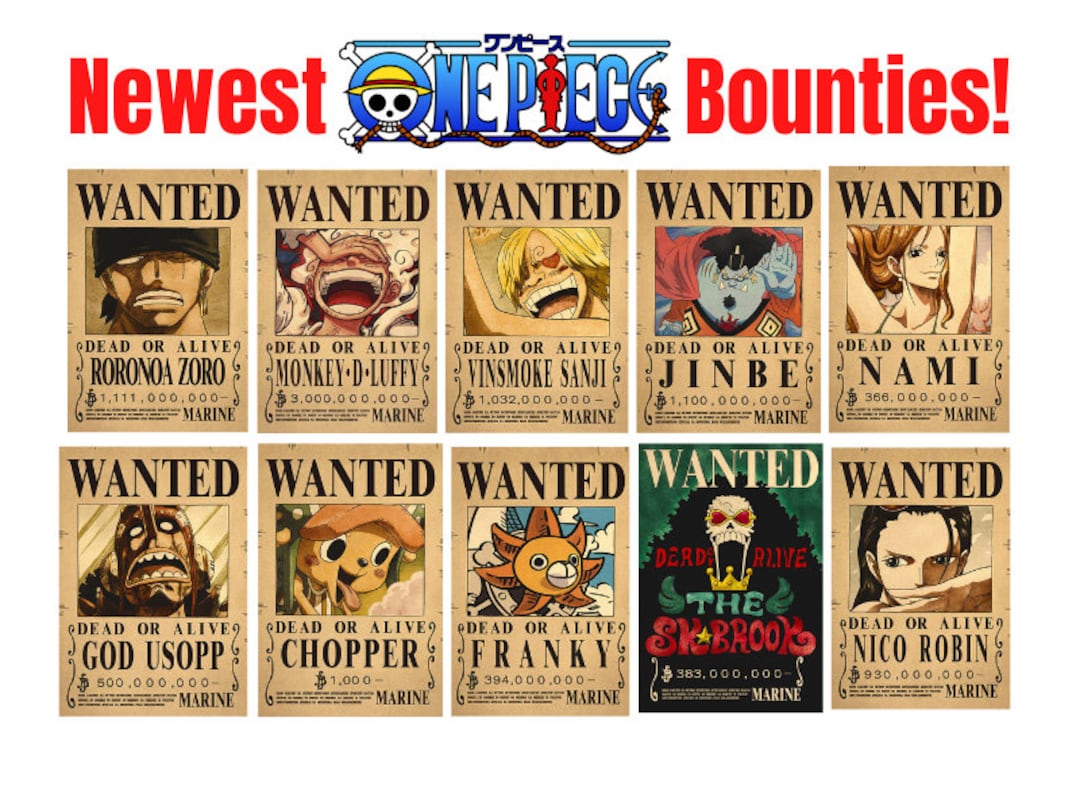 One Piece New Bounty Posters All Strawhat Crew Post Wano Wanted Bounty - Make Your Own One Piece Bounty Poster